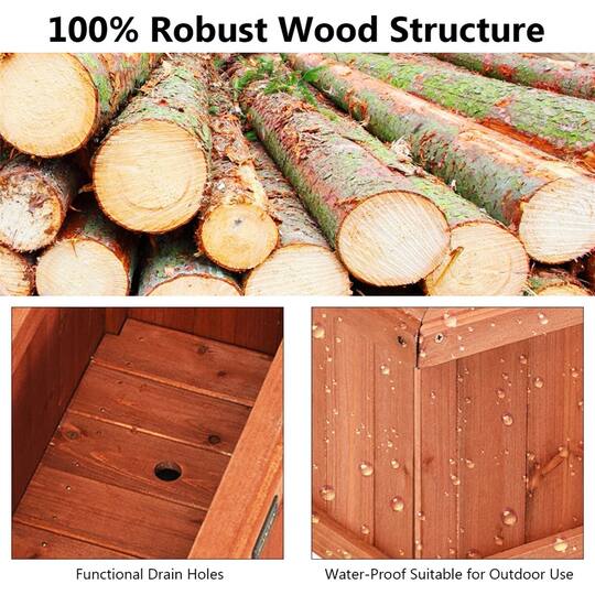 Costway Rectangular Box Garden Yard Decorative Wooden Flower Planter